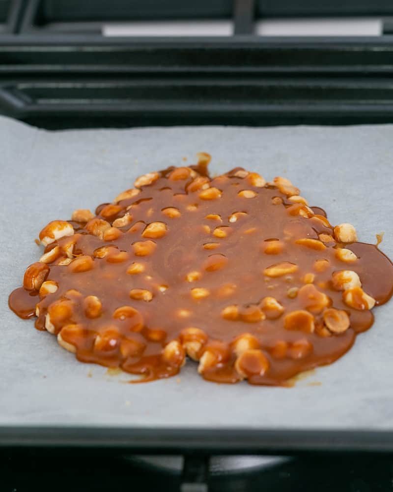 Leave the Caramel oven roasted macadamia to cool