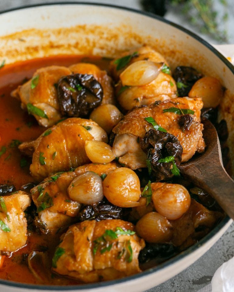 Chicken Braised With Prunes And Shallots | Between2kitchens